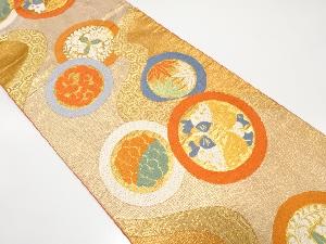 クリスマスセール大特価品　川島織物製　流水に花・蝶・古典柄織り出し　袋帯